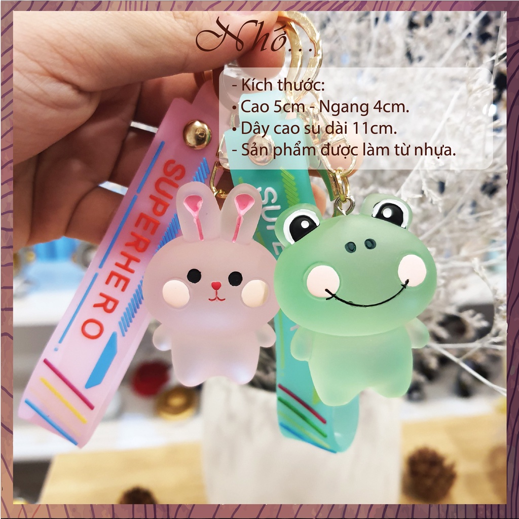 Móc Khóa Hình Con Vật Cute Ếch, Gà, Gấu, Thỏ Trong Suốt Kèm Dây Cao Su, Quà Tặng người yêu sinh nhật Nhớ Gift Shop