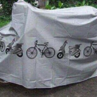 Bạt phủ xe máy che nắng mưa chắn bụi, tấm chùm xe chống thấm chống xước bạt trùm dày loại tốt bạt hoa văn