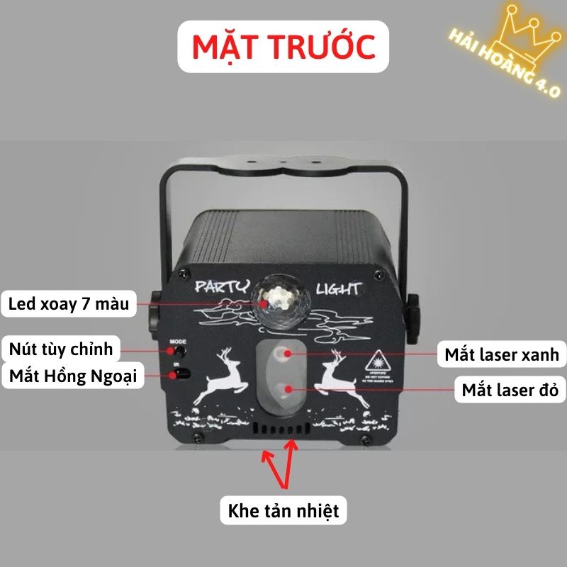 Đèn Laser Phòng Bay, Đèn Bay Phòng Theo Nhạc 2 Trong 1 Tích Hợp Đèn Led 7 Màu Dùng Cho Phòng Karaoke Sân Khấu