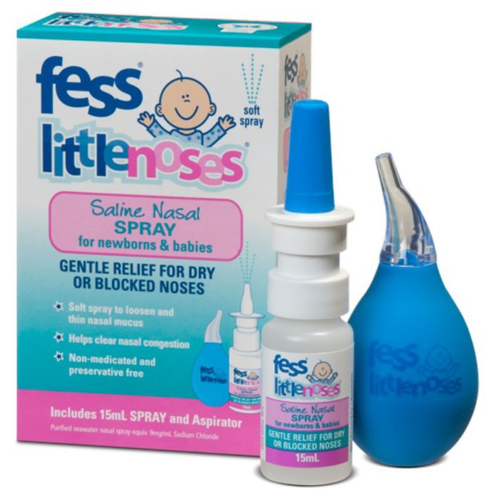 Xịt nghẹt mũi, sổ mũi kèm bóng hút Fess Little Noses Spray 15ml Úc