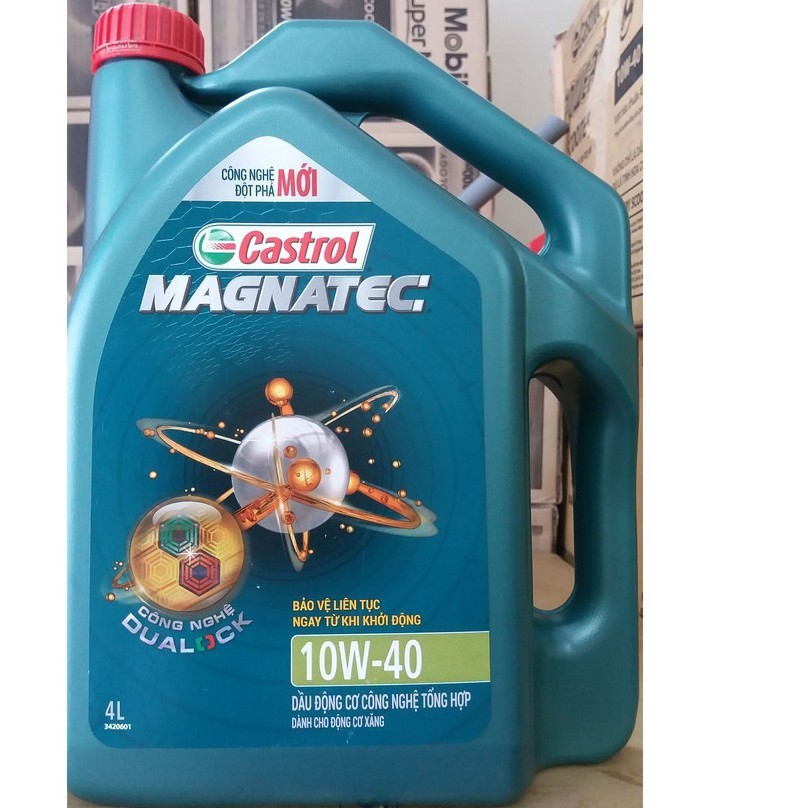 Nhớt Bán Tổng Hợp Castrol Magnatec công nghệ Dualock 10W40 4L cao cấp dành cho xe Ô tô động cơ xăng