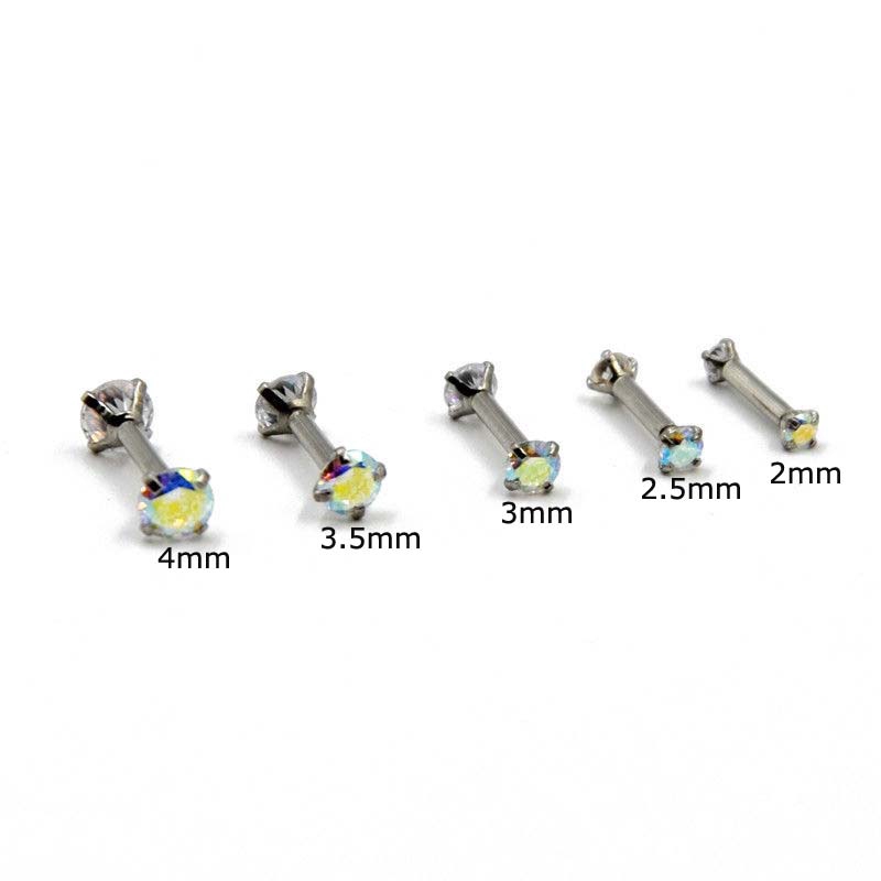 Khuyên tai đính đá mắt mèo bằng thép không gỉ 6mm 16g cá tính