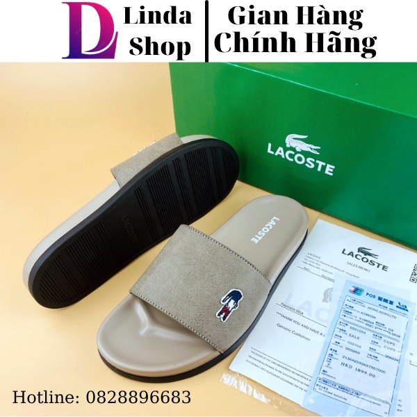 Dép nam thời trang Lacoste màu xám chống trơn trượt, dáng đẹp cao cấp.