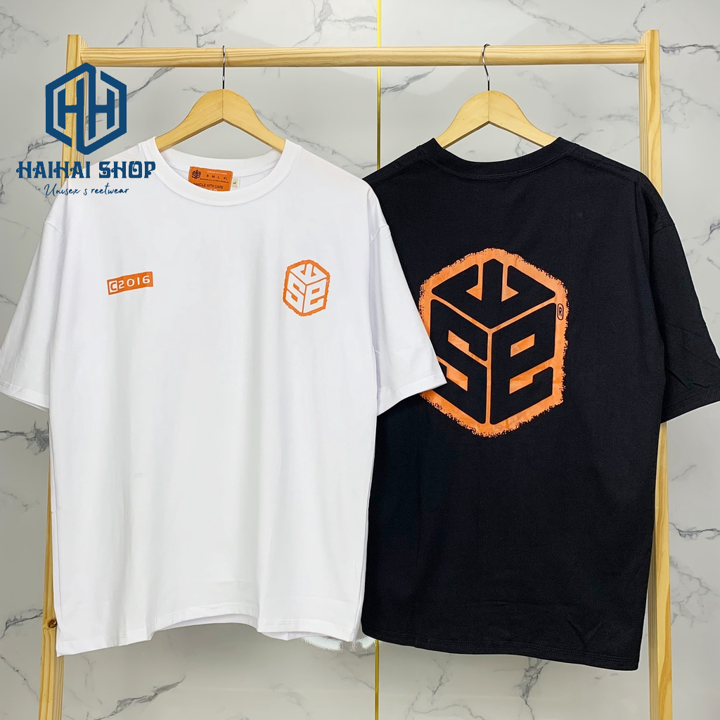Áo Thun Tay Lỡ Unisex SWEViền Cam Form Rộng, Full Tem Tag Chính Hãng.