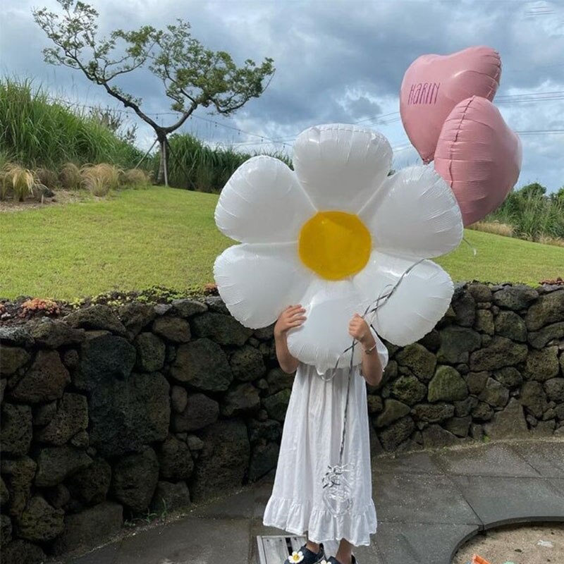 Bong Bóng Nhôm Hình Hoa Cúc/Trứng/Hoa Cúc 6 Cánh Dùng Trang Trí Phông Nền Chụp Ảnh