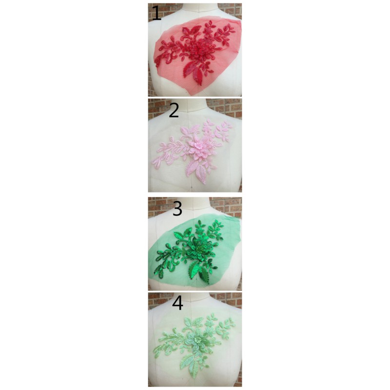 Tấm vải ren thêu hoa 3D dùng trang trí váy cưới xinh xắn