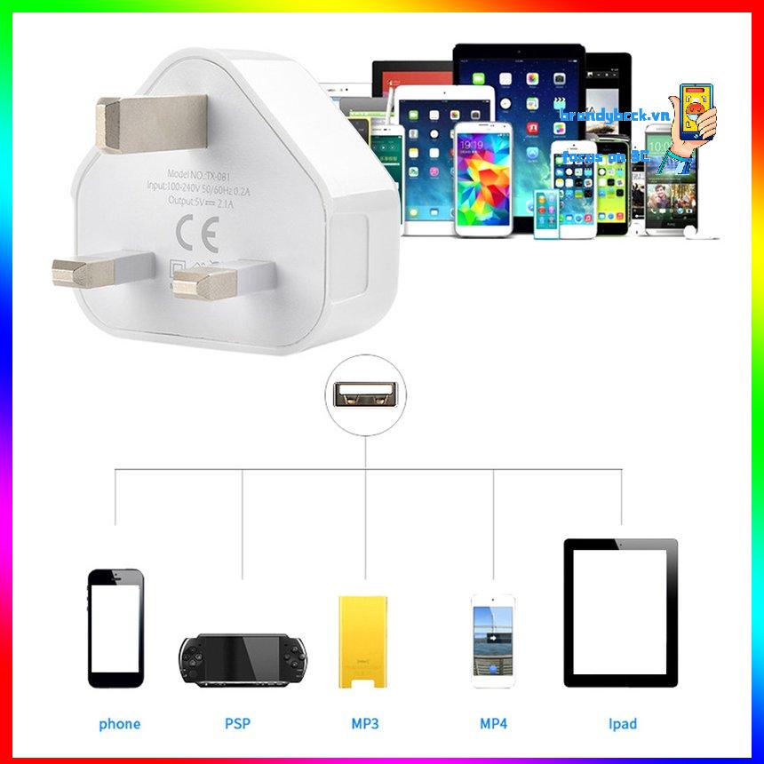 Bộ chuyển đổi nguồn cắm 3 chân cắm tường của Vương quốc Anh Bộ sạc nguồn với cổng USB cho điện thoại