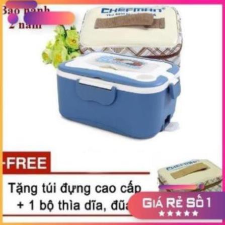 Hộp cơm hâm nóng Chefman CM 113i inox - Hàng chính hãng - Tặng kèm túi đựng hộp cơm