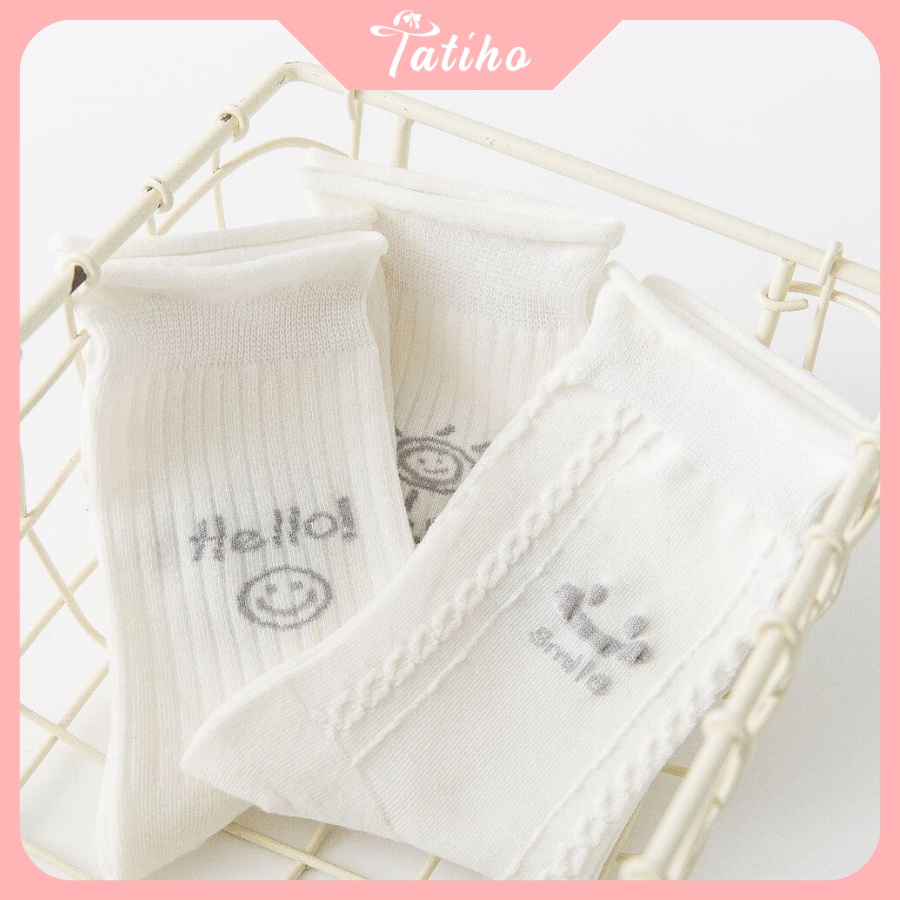 Vớ Tất Cotton Cổ Cao Nữ Đẹp Họa Tiết Dễ Thương Phong Cách Nhật Bản Dễ Thương - Tatiho - Mã TV025