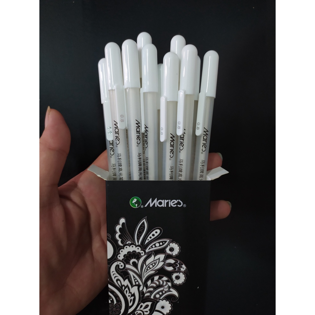 Bút gel trắng/vàng/bạc Maries 0.8mm -White/Gold/Silver