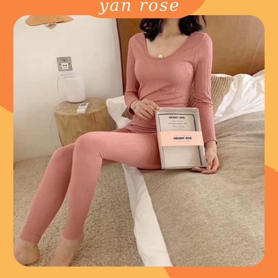 Bộ len tăm giữ nhiệt thu đông nữ bộ ngủ ở nhà siêu ấm áp, co giãn 4 chiều YAN ROSE BLT05