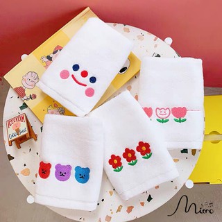 Khăn rửa mặt trắng họa tiết cute mềm mịn