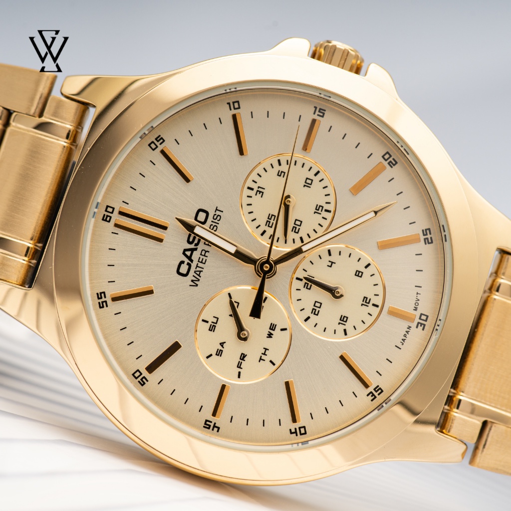 Đồng Hồ Quartz Nam Casio WATCHSTORE MTP-V300G-9AUDF Thiết Kế Kính Khoáng 41.5mm, Dây Kim Loại, Vỏ Thép Không Gỉ