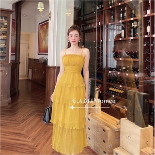 Váy dây dập ly 3 tầng