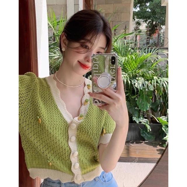 ÁO LEN MỎNG DÁNG CROPTOP XANH BƠ SIÊU XINH - DAILYWEAR
