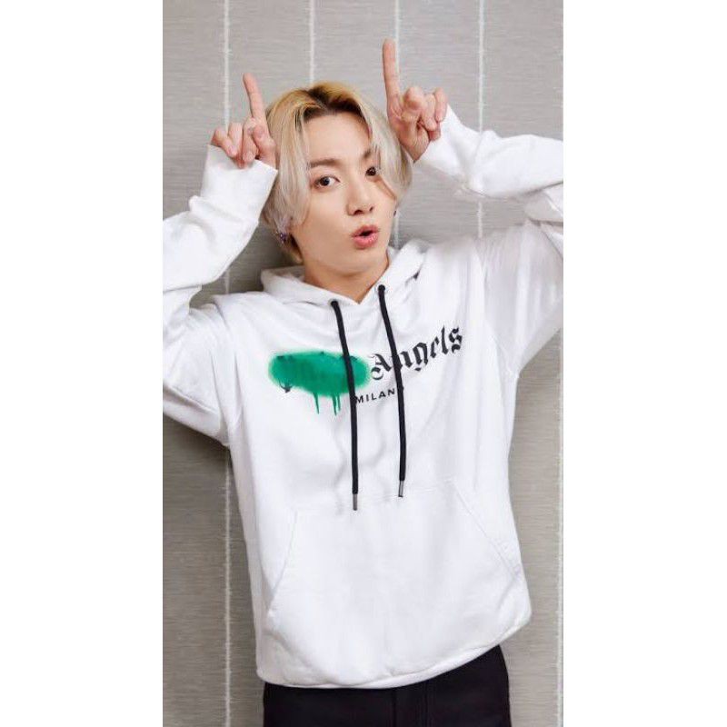 Áo Khoác Hoodie Chui Cổ In Chữ Jungkook Los Angels Milano Free