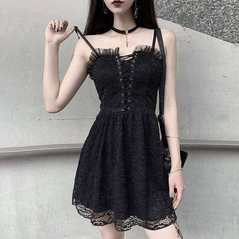 Đầm ren hai dây phong cách Gothic quyến rũ dành cho nữ
