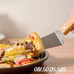 Xẻng Xúc Bánh Pizza Bằng Thép Không Gỉ  Cán Gỗ - Xẻng Xúc Pizza - Xúc Bánh Tam Giác- Xúc Bánh Gato