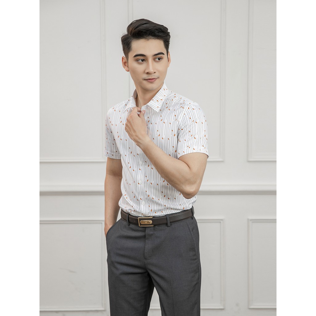 Áo sơ mi nam ngắn tay họa tiết in lá độc đáo Aristino - ASS003S1