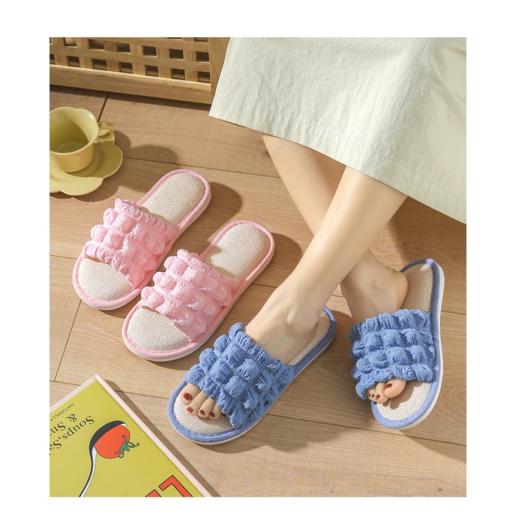 Dép cotton Lanh Đi Trong Nhà Chống Trượt Thoải Mái Giữ Ấm Cho Nữ