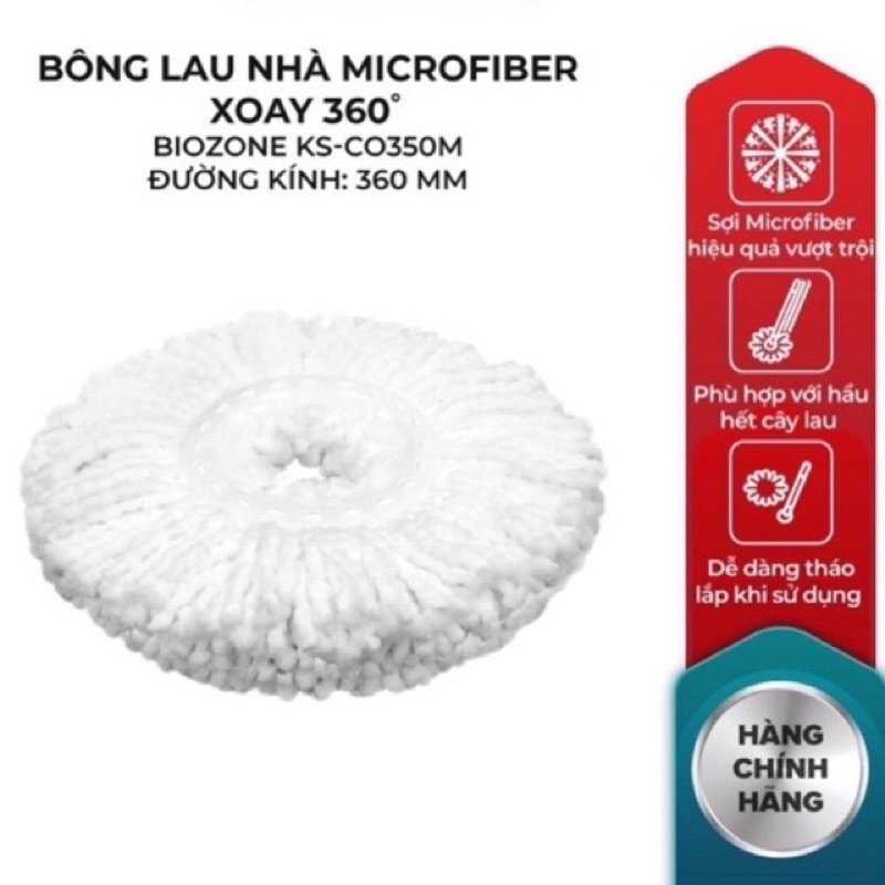 BÔNG LAU NHÀ MICROFIBER XOAY 360 ĐỘ SUNHOUSE KS-CO350M