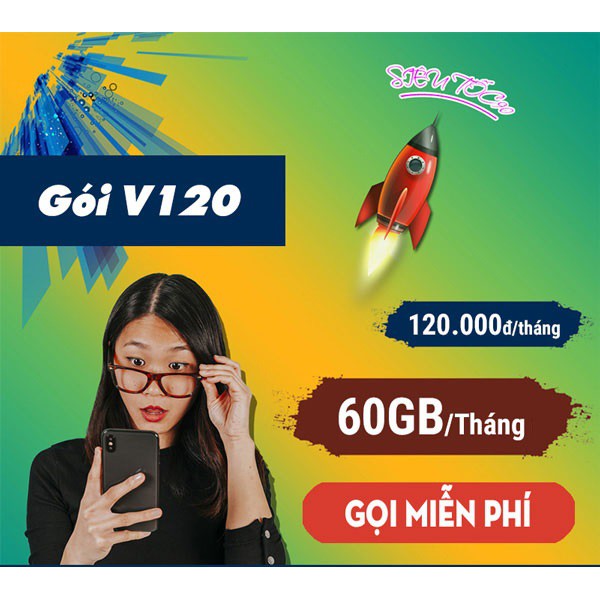 [Miễn phí tháng đầu] SIM 4G Viettel V120 - V90. Miễn phí 60GB/tháng (2GB/ngày), miễn phí gọi nội mạng + 50' ngoại mạng