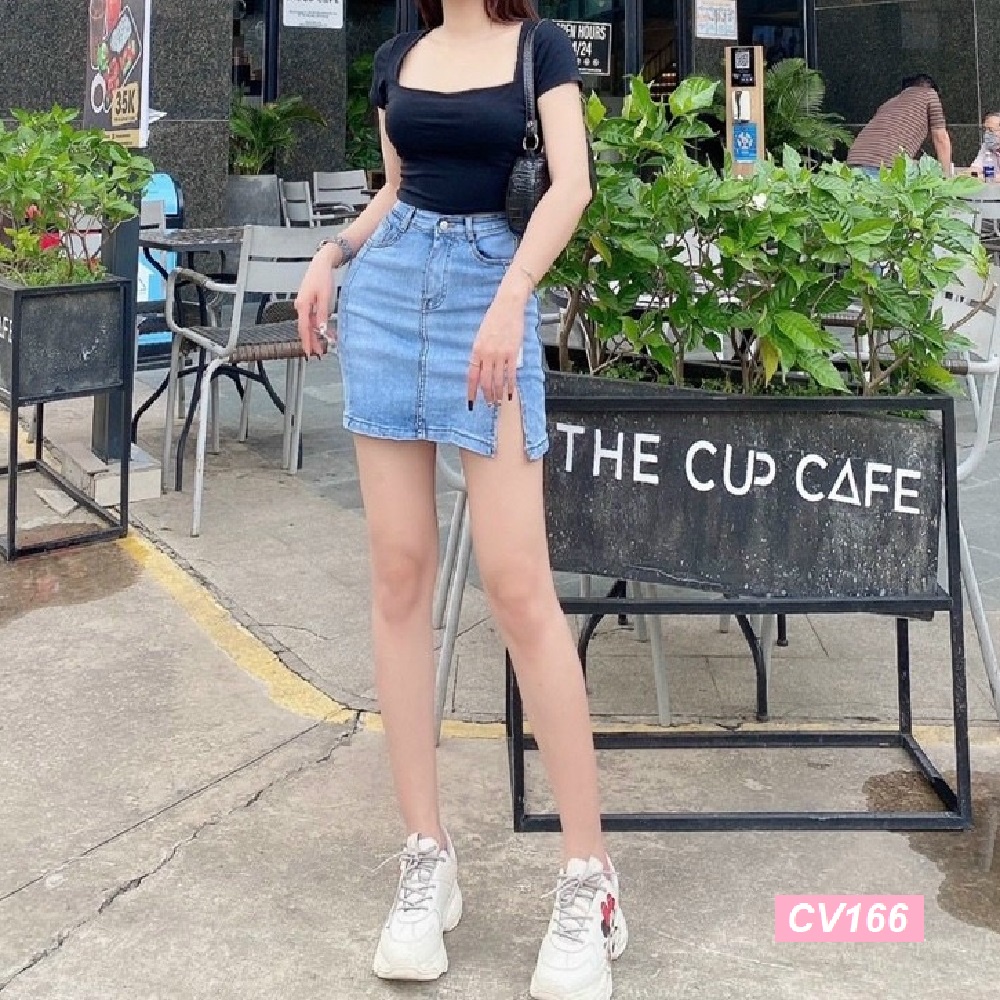 Chân váy dáng A co giãn có lót quần CV166
