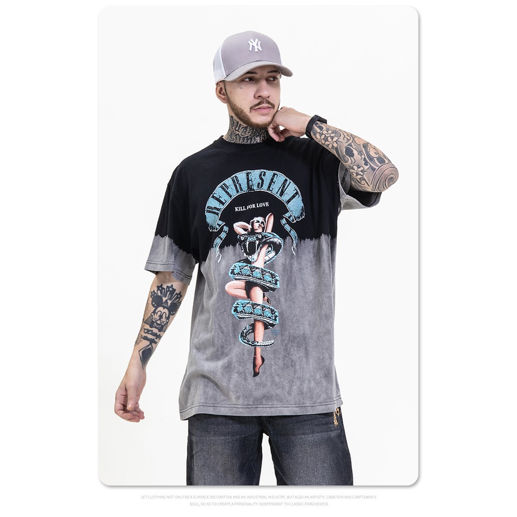 Áo Thun Nam Nữ Cao Cấp, Áo Phông Dáng Rộng Loang In Hình Phong Cách Hàn Quốc REPRESENT by 8IGHTY STUDIO 2021 | BigBuy360 - bigbuy360.vn