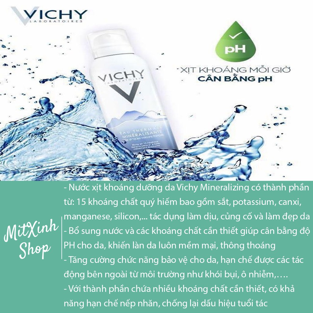 Xịt khoáng Vichy Mineralizing Thermal Water 300ml cấp ẩm, dưỡng da, chống lão hóa