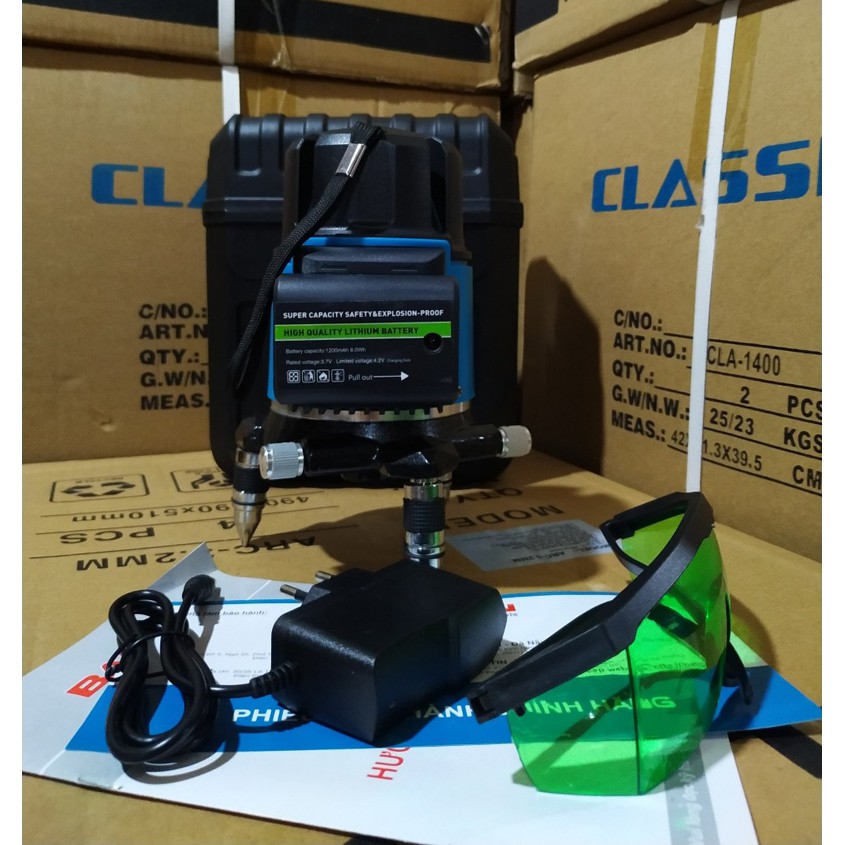 Máy đo vuông góc laser, thủy bình đo cân bằng 5 tia xanh trong xây dựng Classic CLA-05GRE chất lượng cao