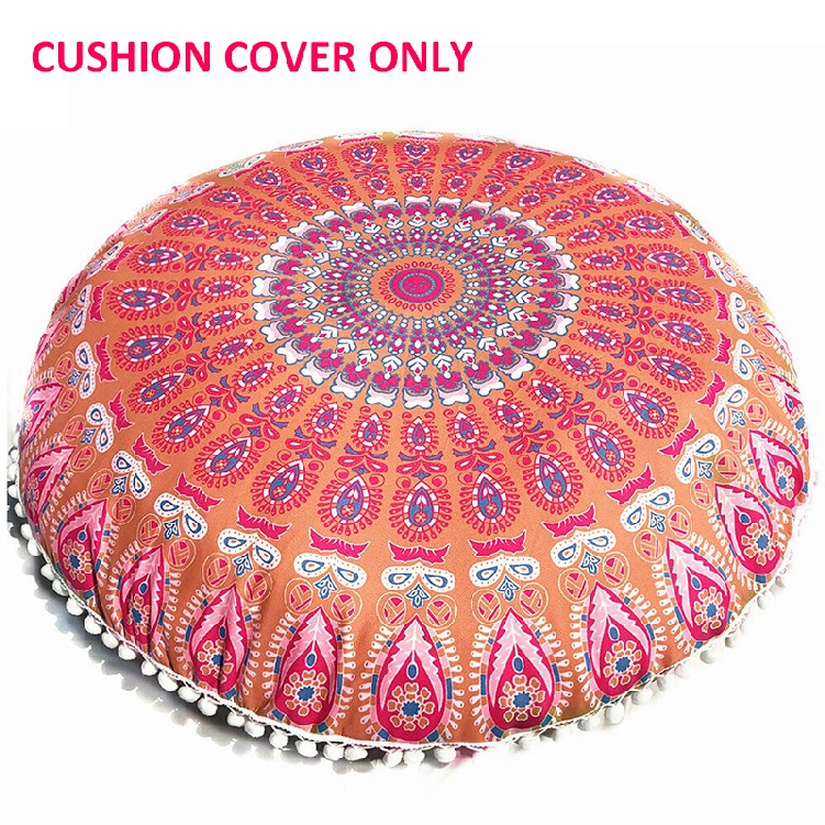 Large Mandala Floor Pillows Round Bohemian Meditation Seat Cushion Cover Pouf