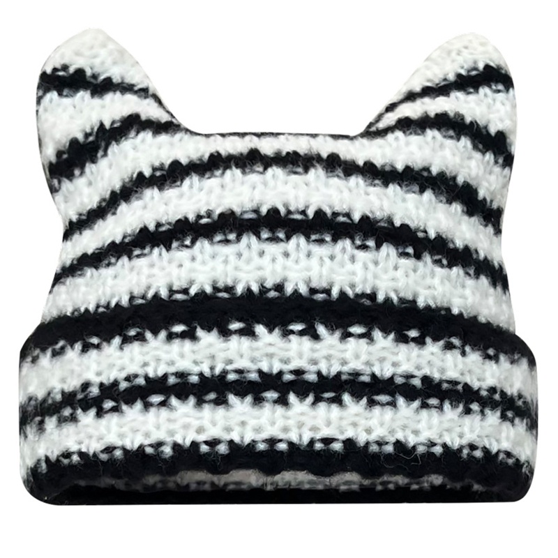 Mũ Beanie Dệt Kim Phối Sừng Thỏ Dễ Thương Cho Nữ