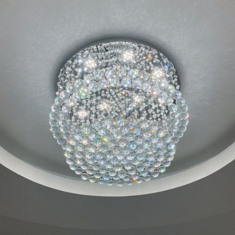 Đèn mâm pha lê ốp trần  M9153 - KT 600x600x350mm 3 chế độ ánh sáng công suất 50w - đèn chùm pha lê cao cấp; đèn decor