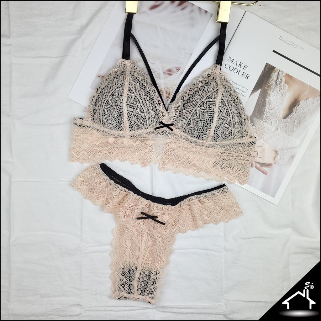 Bộ đồ lót ren không gọng mút vừa gợi cảm 3 màu quần công chúa - Nội y sexy by NHÀ SÒ Bralette NS060 | BigBuy360 - bigbuy360.vn