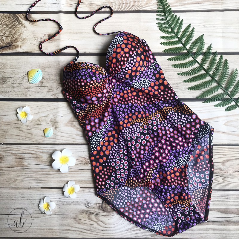 Bikini 1 mảnh liền thân họa tiết hiện đại - Freesize (45-60kg)