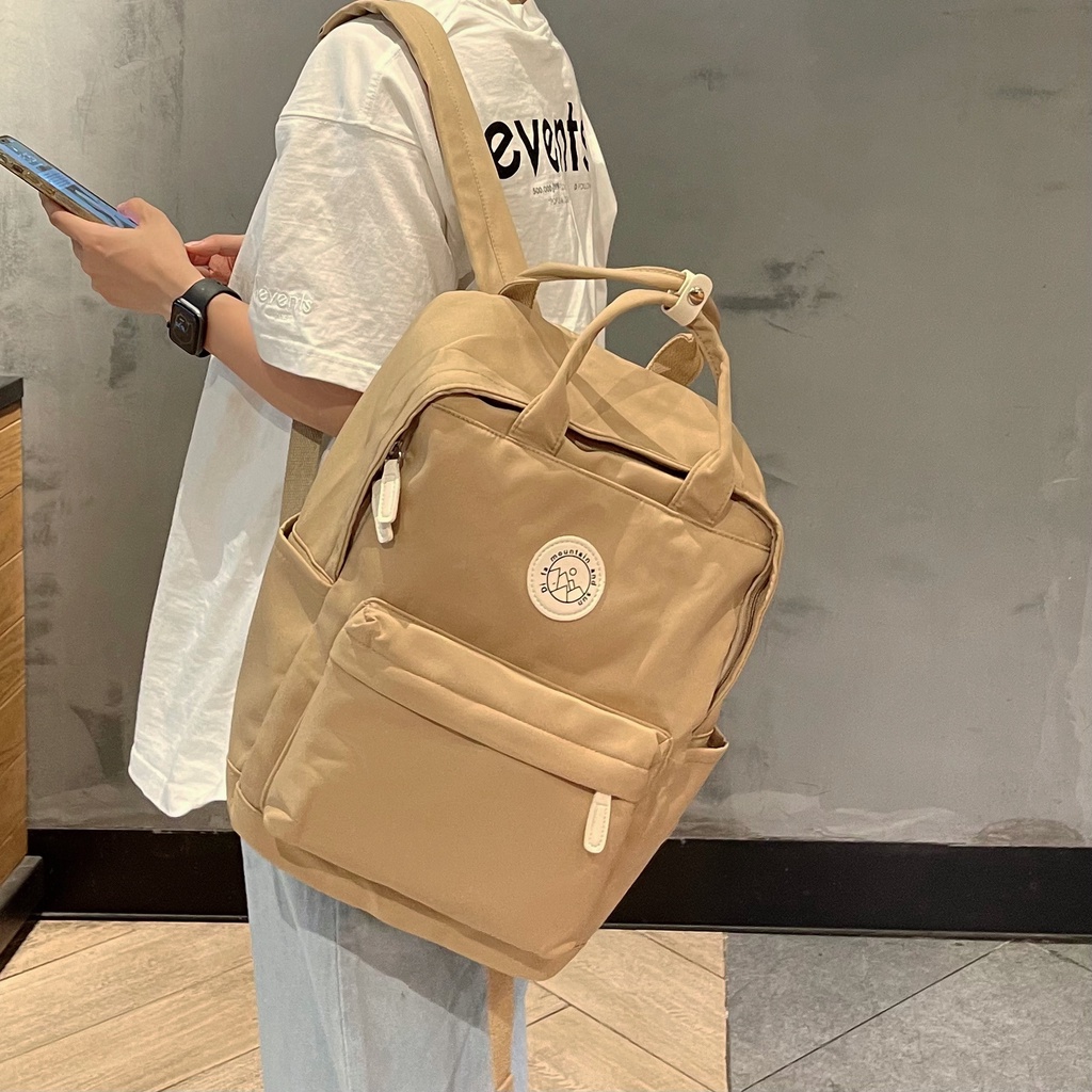 BL226/Balo màu beige thời trang dễ thương đi học đi chơi nhiều ngăn phong cách ulzzang Hàn Quốc