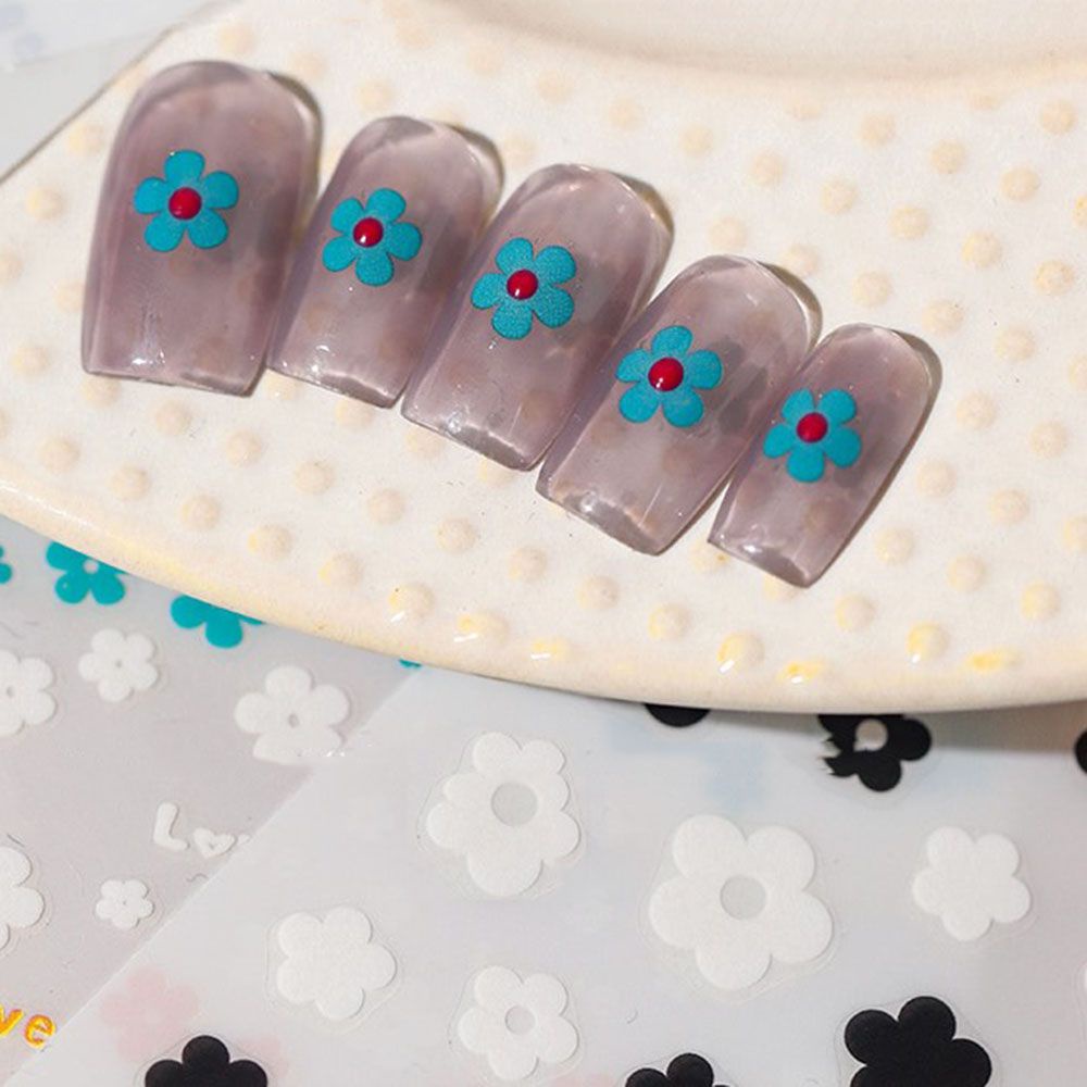 [Hàng mới về] Miếng Dán Trang Trí Móng Nghệ Thuật Họa Tiết Hoa 5d Màu Cầu Vồng Dễ Thương Diy