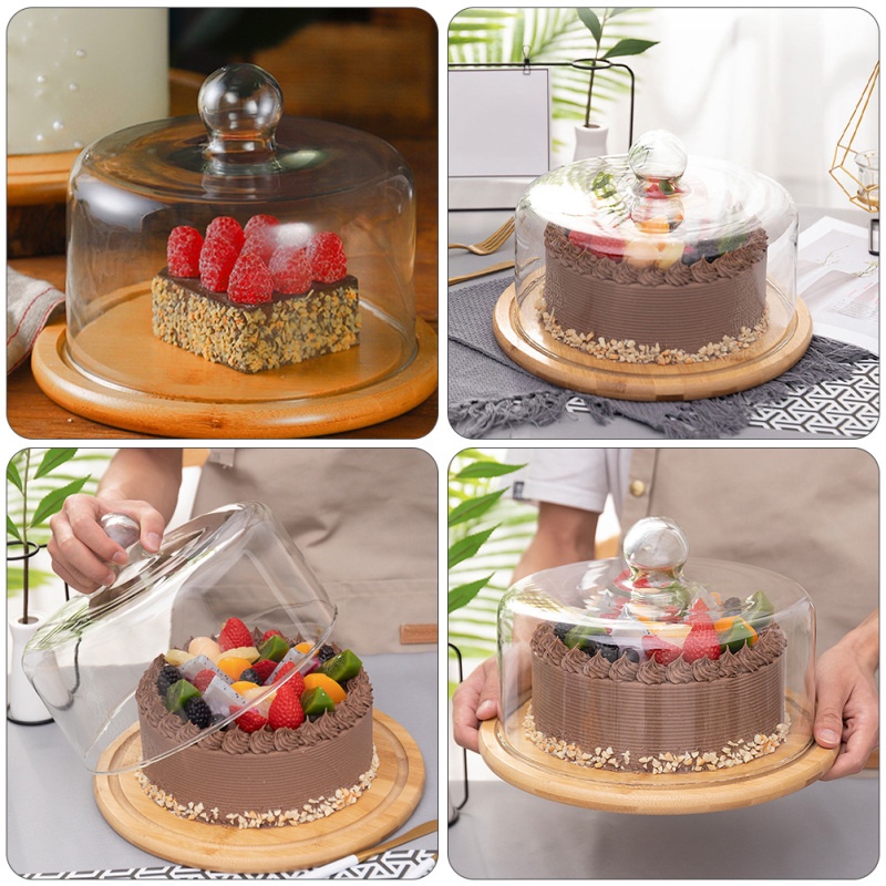 1 Khay Đựng Bánh Kem Có Nắp Đậy Thủy Tinh Ốp