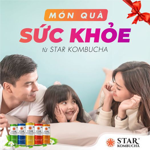 Thùng 12 lon trà STAR KOMBUCHA - Trà lên men vi sinh chứa probiotics giúp bảo vệ sức khoẻ