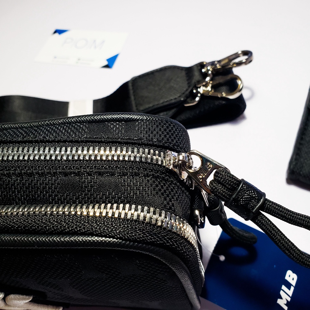 Túi đeo chéo M.L.B Mini Monogram Nylon Black túi đeo chéo nam nữ NY - Pom Store