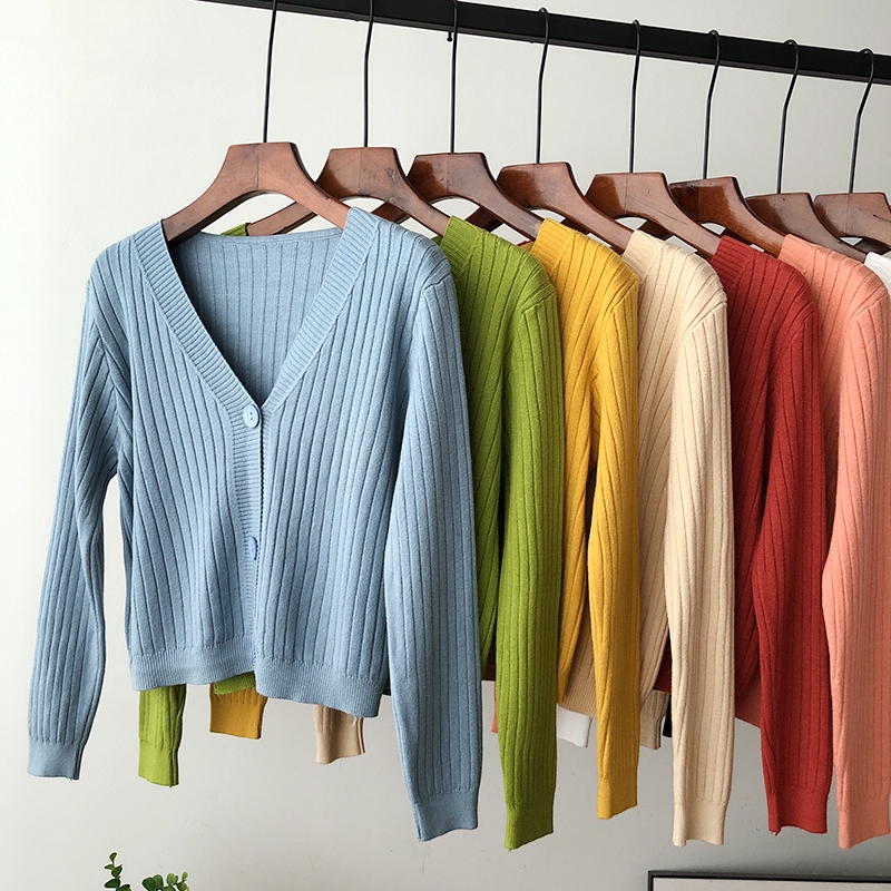 Áo Khoác Cardigan Dệt Kim Mềm Mại Dày Dặn Dáng Ngắn Kẻ Sọc Kiểu Hàn Quốc | BigBuy360 - bigbuy360.vn