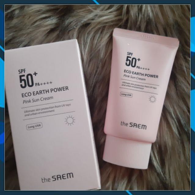 Kem chống nắng The Saem Eco Earth Power Pink Sun Cream Hàn Quốc SPF 50+ PA++++