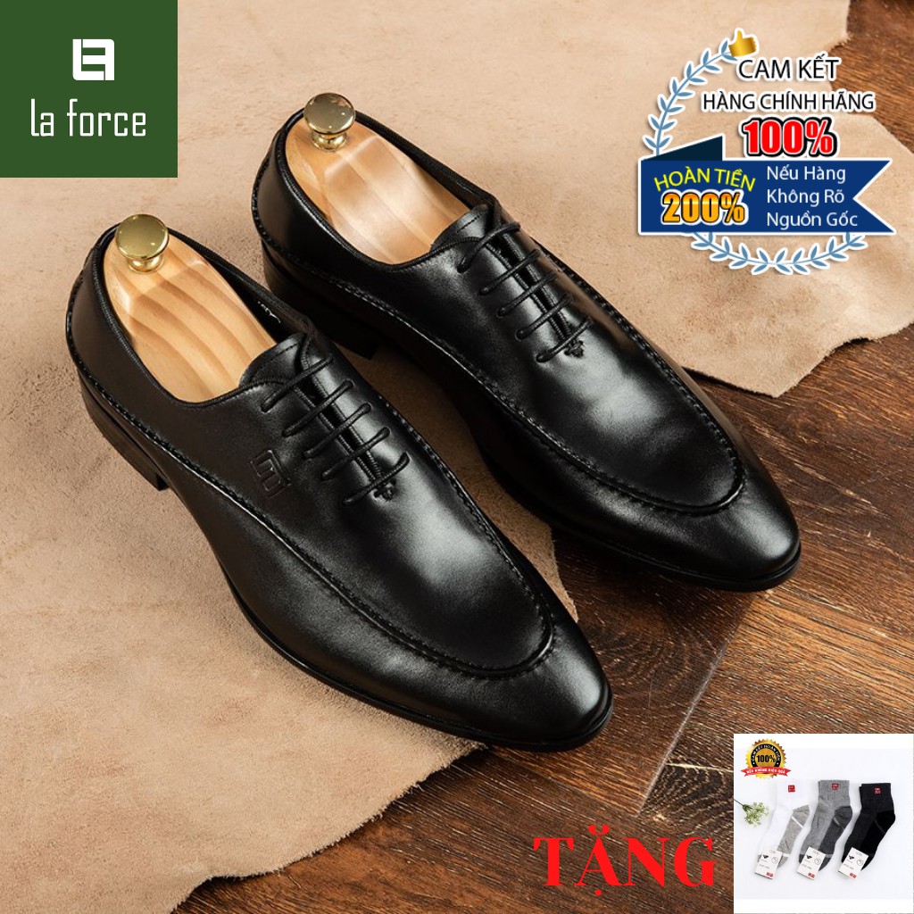 Giầy Tây Nam LAFORCE Oxford Bo Viền Chỉ Nổi GNLAF160-1-D Tặng Tất UNIQLO Chính Hãng