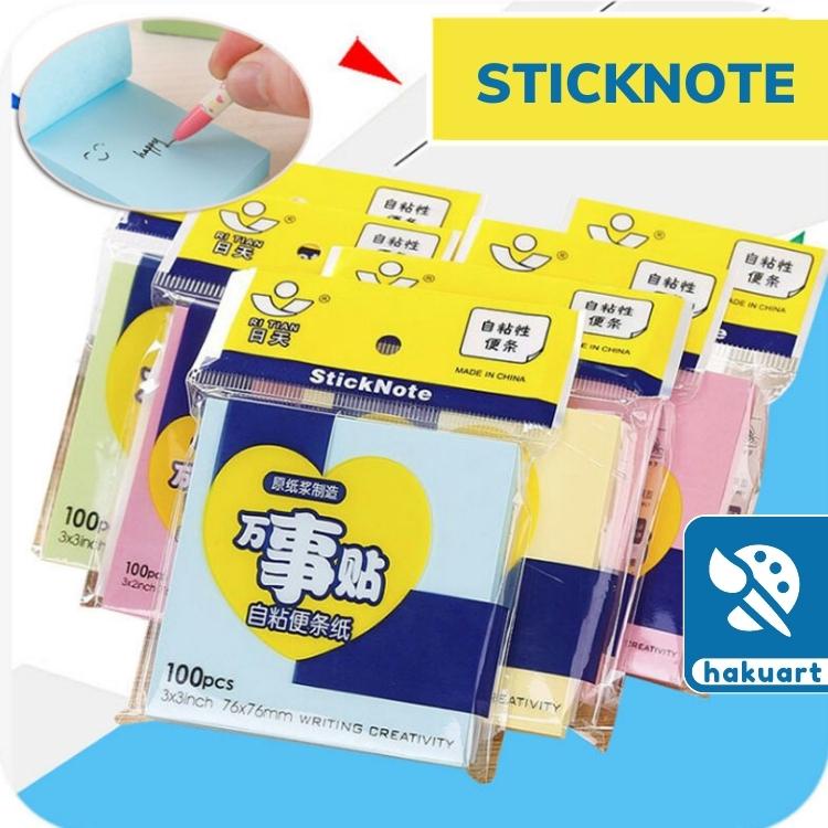 [Mã LIFEB04ALL giảm 10% tối đa 15K đơn 0Đ] Tập 100 Giấy Ghi Chú, Stick Note Dán Ghi Nhớ 4 Màu - Văn Phòng Phẩm Haku