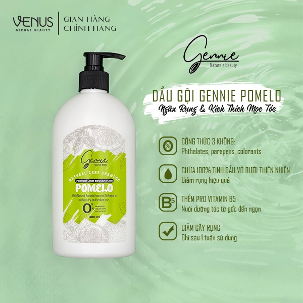 Bộ đôi dầu gội và dầu xả Gennie Natural Care - Pomelo for Hairfall 400ml