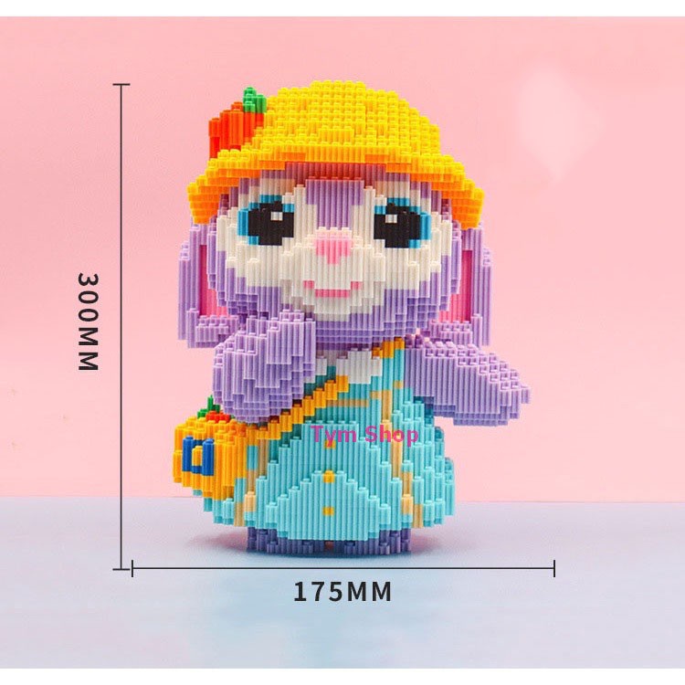 Xếp hình thỏ tím Stella Lou cỡ lớn 39cm nhân vật hoạt hình nano 3D lắp ráp mô hình cỡ lớn Chuẩn Mẫu