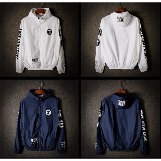 Mùa Hè Mới Cổ Điển bape Ape Đầu Thời Trang Áo Khoác Nam Nữ Cặp Đôi Áo Gió Jaket