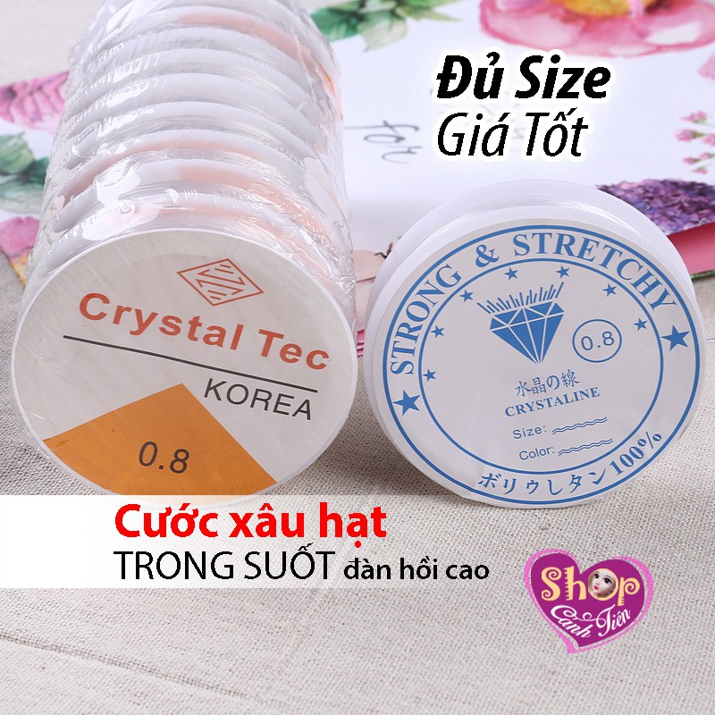 Cuộn dây cước chun xâu vòng trong suốt đủ size 0,4-1,2mm Đàn hồi Tốt