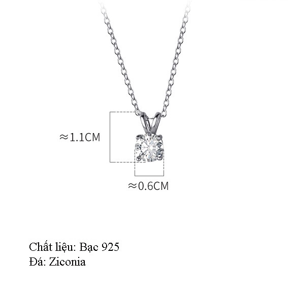Dây Chuyền Thỏ Bạc 925 Đá Ziconia 7A Siêu Lấp Lánh Vòng Cổ Một Đá Hanada 0974 K5