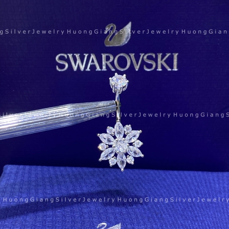 Khuyên rốn hình bông tuyết to che khuyết điểm tốt Bạc s925 xi kim  - HuongGiangSilver